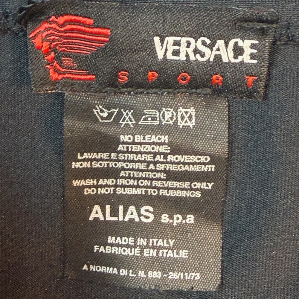 VTG Versace Sport Black Rainbow Abstract Graphic Pencil Skirt Italy Size XL NWOT - Picture 4 of 10